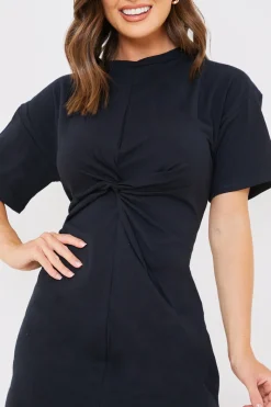 Knot Front T-Shirt Split Hem Dress