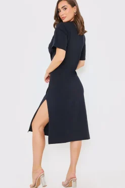 Knot Front T-Shirt Split Hem Dress