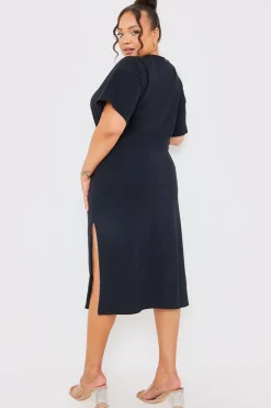 Knot Front T-Shirt Split Hem Dress