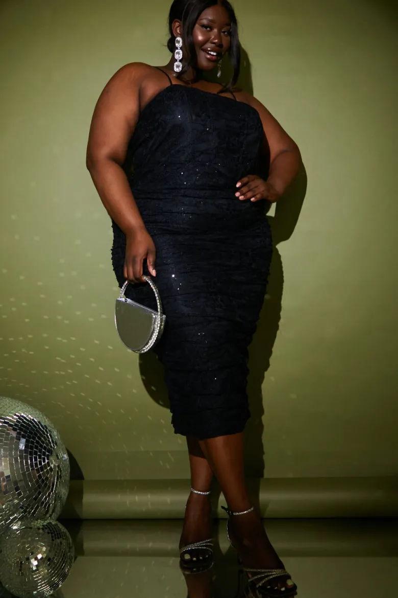 Lace Corset Detail Bodycon Midaxi Dress