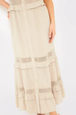 Lace Insert Frill Detail Midaxi Dress