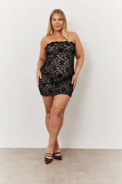 Lace Mini Dress With Removable Sleeves