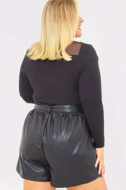Leather Look Belted Shorts