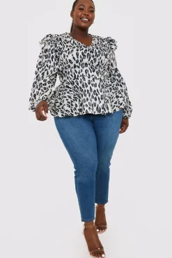 Leopard Print Wrap Blouse