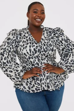 Leopard Print Wrap Blouse