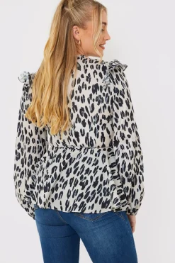 Leopard Print Wrap Blouse