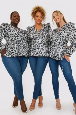 Leopard Print Wrap Blouse
