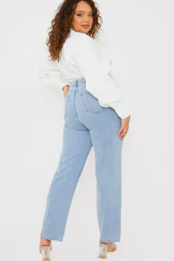 Light Wash Straight Leg Jeans