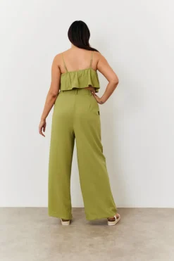 Linen Blend Wide Leg Trouser