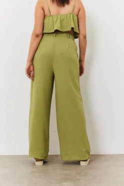 Linen Blend Wide Leg Trouser