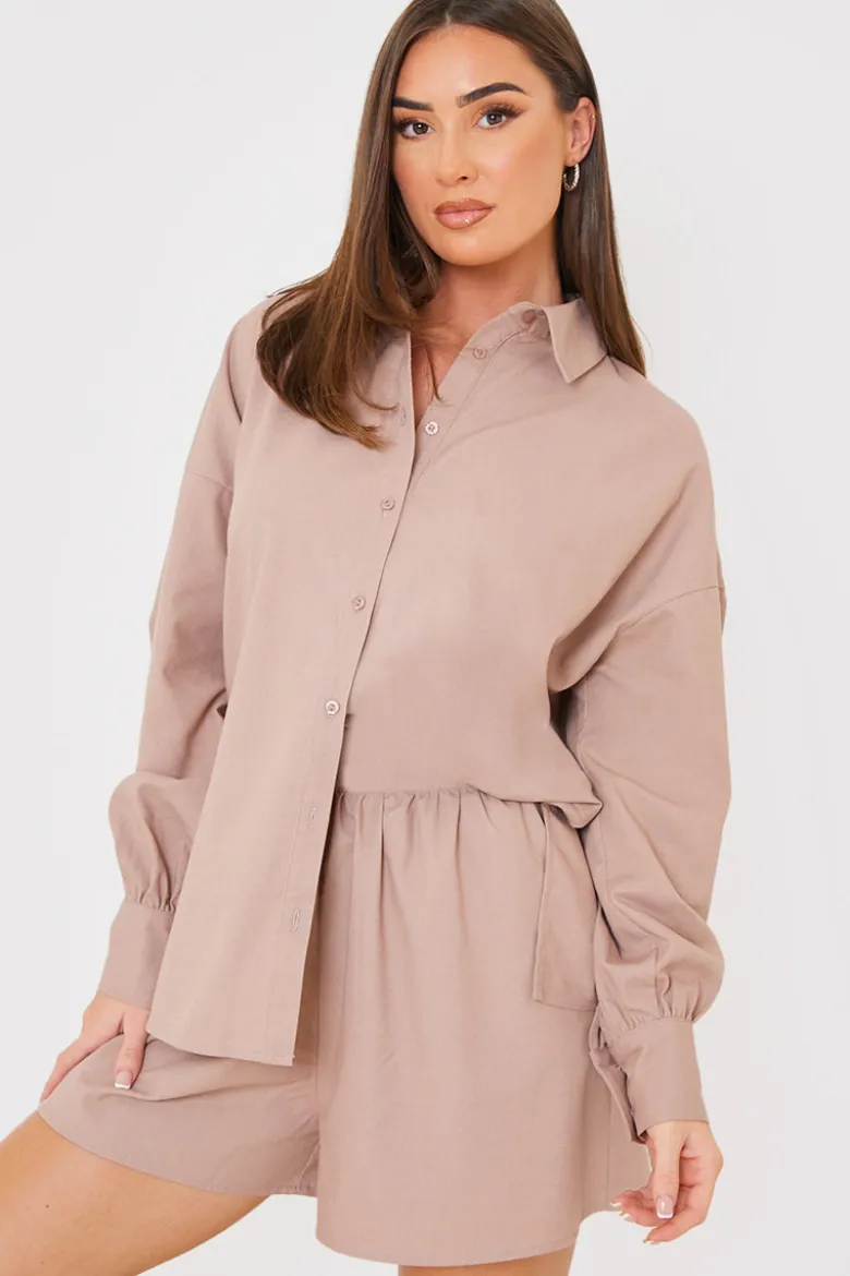 Linen Look Long Sleeve Co-Ord Shirt