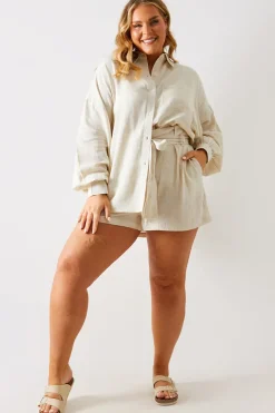 Linen Look Tie Waist Shorts