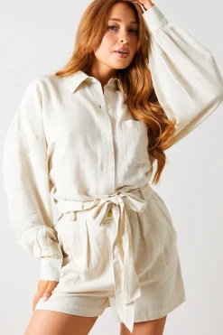 Linen Look Tie Waist Shorts