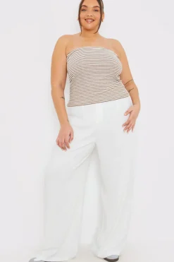 Linen Look Wide Leg Trousers