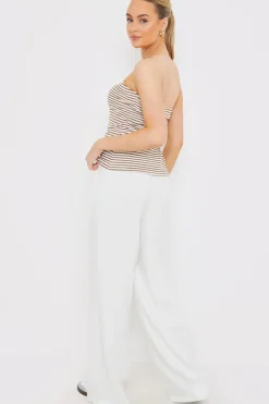Linen Look Wide Leg Trousers