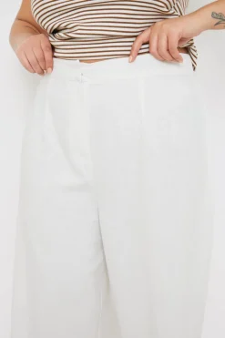 Linen Look Wide Leg Trousers