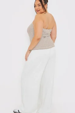 Linen Look Wide Leg Trousers
