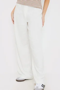 Linen Look Wide Leg Trousers