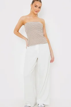 Linen Look Wide Leg Trousers