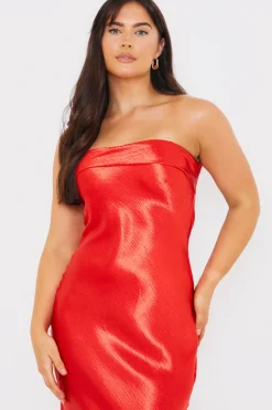 Liquid Satin Bandeau Cut Out Back Maxi Dress