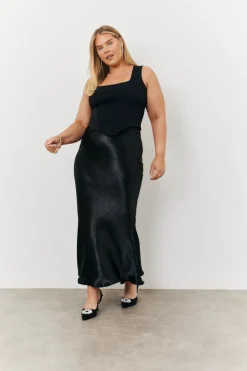 Liquid Satin Bias Cut Maxi Skirt