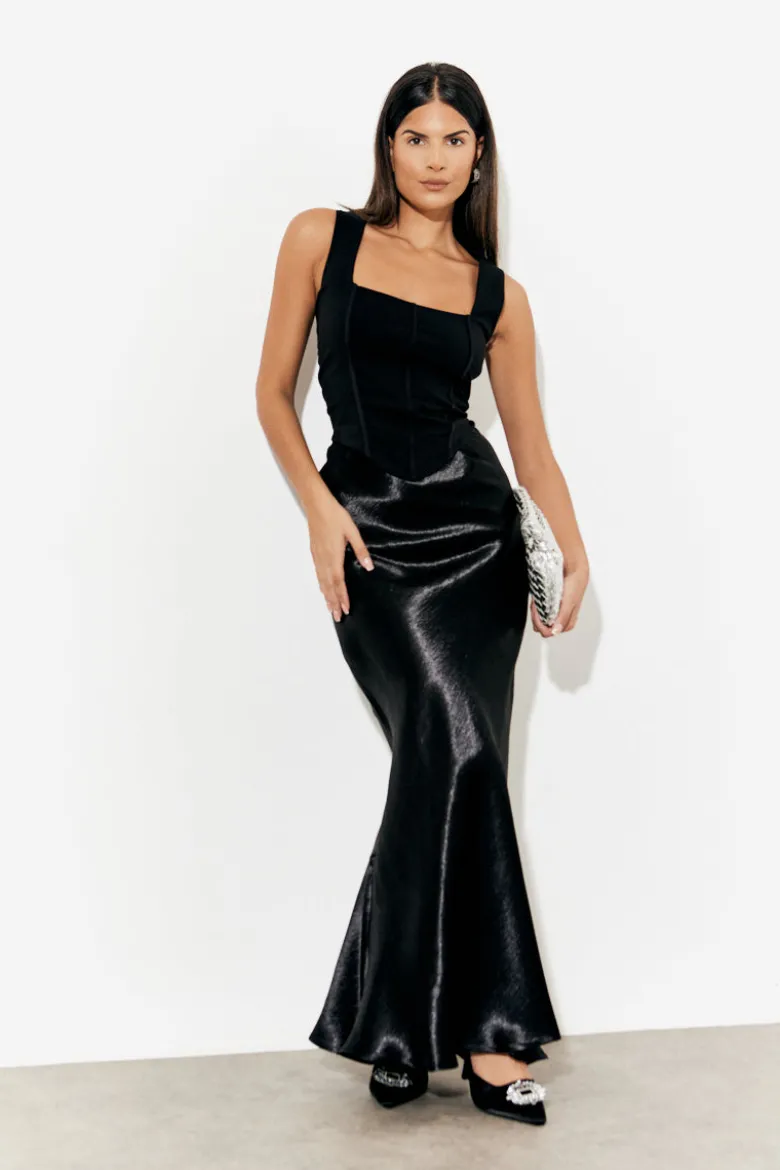 Liquid Satin Bias Cut Maxi Skirt