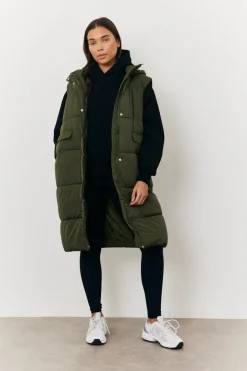 Longline Hooded Puffer Gilet