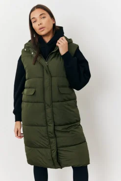 Longline Hooded Puffer Gilet