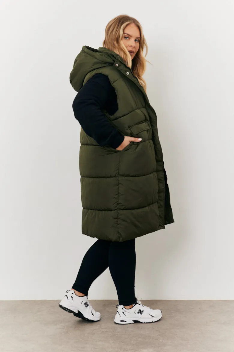 Longline Hooded Puffer Gilet