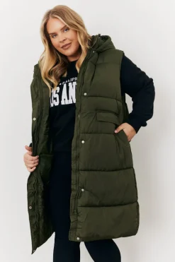 Longline Hooded Puffer Gilet