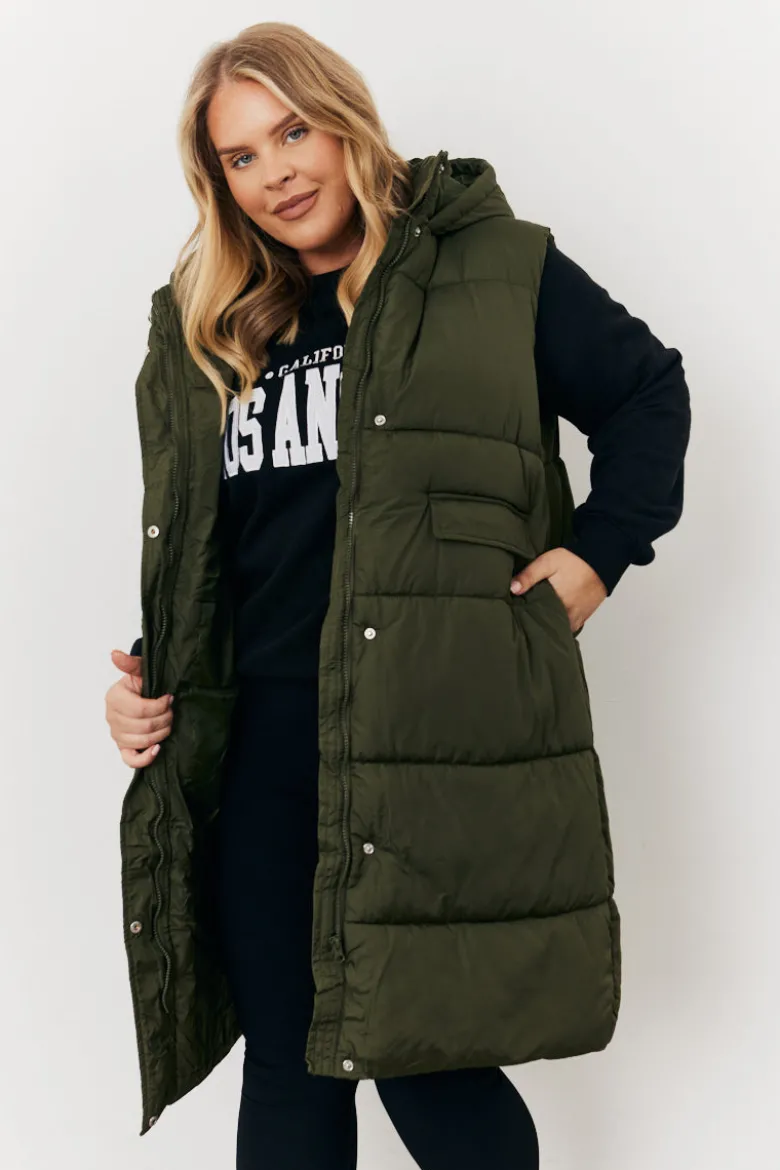 Longline Hooded Puffer Gilet