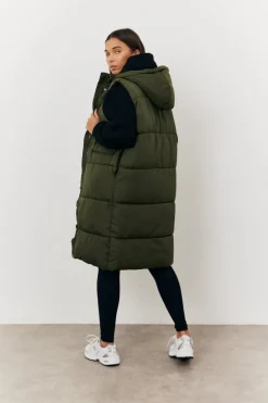 Longline Hooded Puffer Gilet