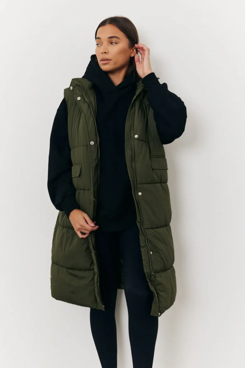 Longline Hooded Puffer Gilet