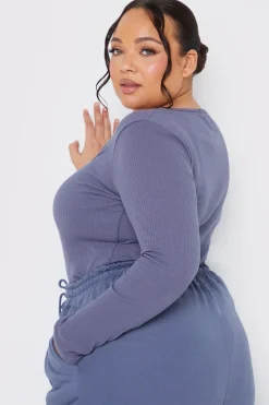 Long Sleeved Ribbed Square Neck Bodysuit