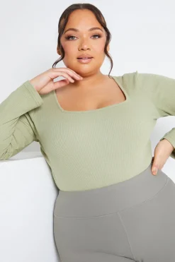 Long Sleeved Ribbed Square Neck Bodysuit