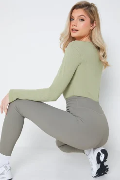 Long Sleeved Ribbed Square Neck Bodysuit