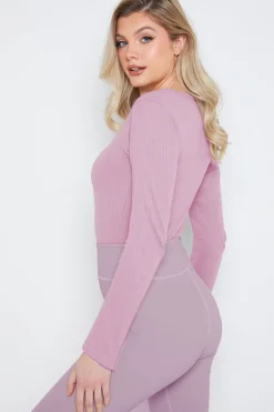 Long Sleeved Ribbed Square Neck Bodysuit