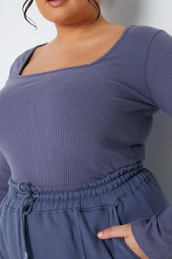 Long Sleeved Ribbed Square Neck Bodysuit