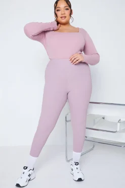 Long Sleeved Ribbed Square Neck Bodysuit