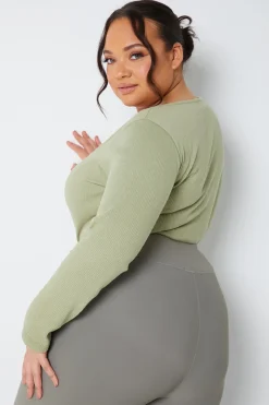 Long Sleeved Ribbed Square Neck Bodysuit