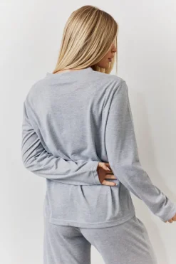 Long Sleeve Top and Trouser Slogan PJ Set