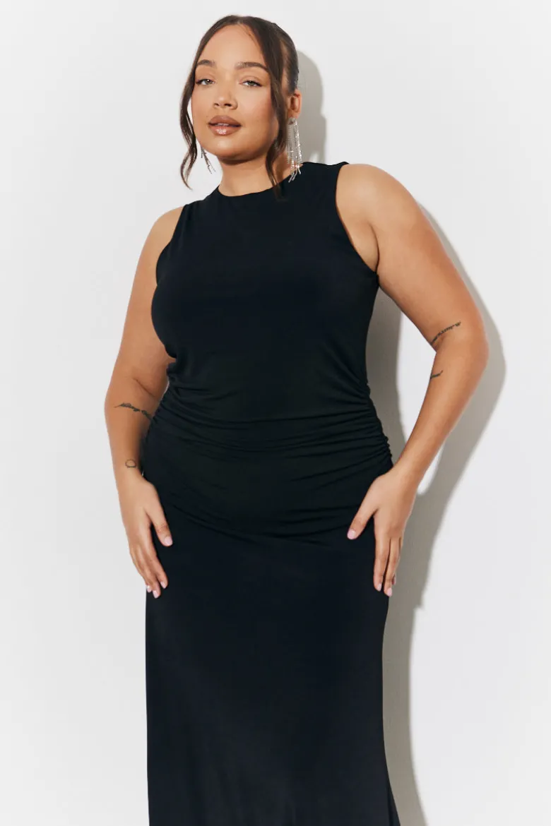 Magic Sculpting High Neck Ruched Maxi Dress
