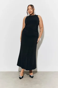 Magic Sculpting High Neck Ruched Maxi Dress