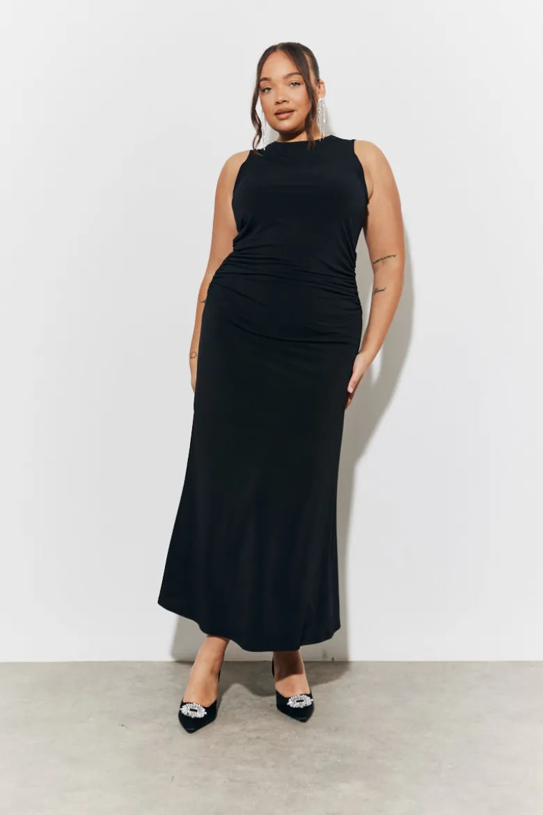 Magic Sculpting High Neck Ruched Maxi Dress