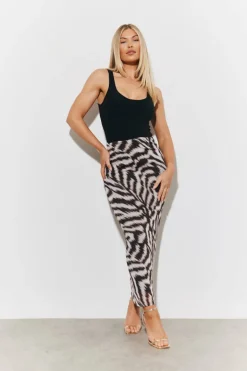 Magic Sculpting Printed Bodycon Midi Skirt