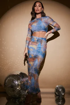 Marble Print Midaxi Co-Ord Skirt