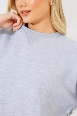 Marl Crew Neck Fleeceback Sweater