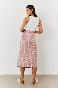 Maternity Floral Print Wrap Front Midi Skirt