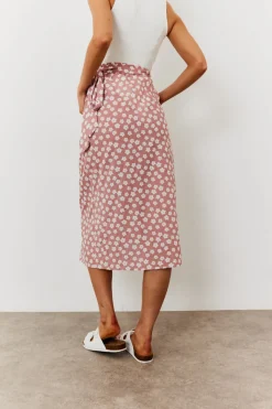 Maternity Floral Print Wrap Front Midi Skirt