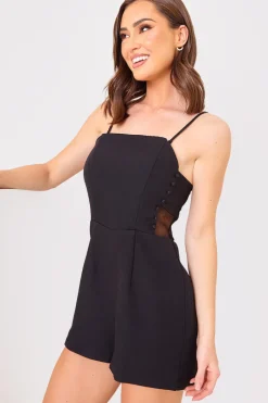 Mesh Insert Button Detail Playsuit